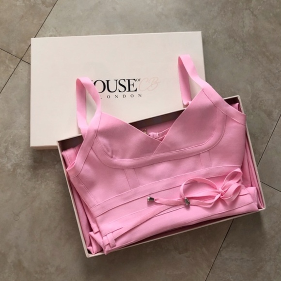 NWOT Belice Pink Tie Waist Bandage Dress - Picture 4 of 7